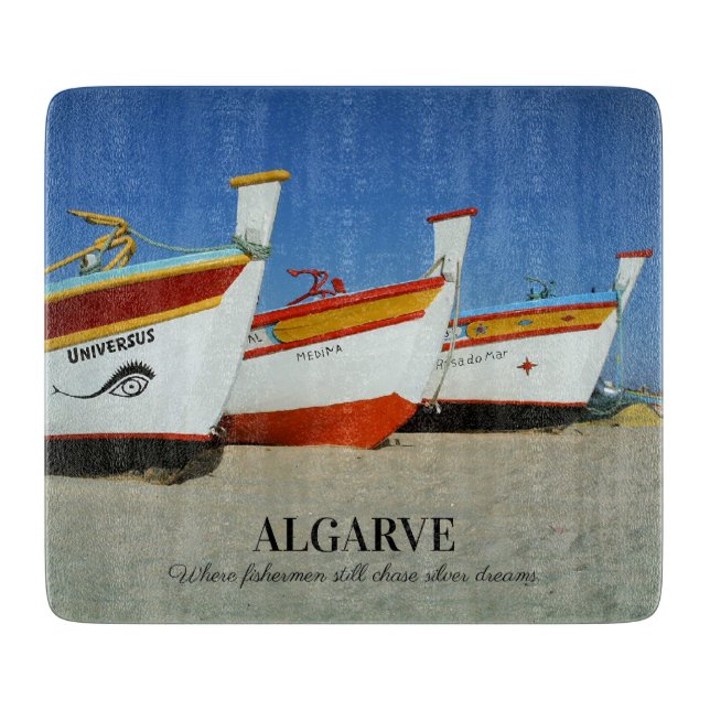 Fiskebåtar på Algarve's Beach Photo (Framsidan)
