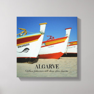 Fiskebåtar på Algarve's Beach Photo Canvastryck
