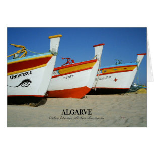 Fiskebåtar på Algarve's Beach Photo Hälsningskort