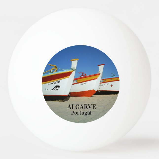Fiskebåtar på Algarve's Beach Photo Pingisboll (Framsidan)