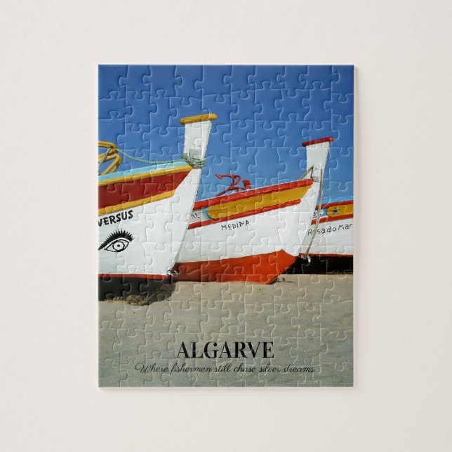 Fiskebåtar på Algarve's Beach Photo Pussel (Vertikal)