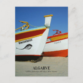 Fiskebåtar på Algarves strand foto Vykort