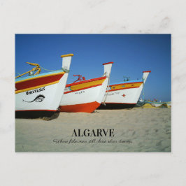 Fiskebåtar på Algarves strand foto Vykort