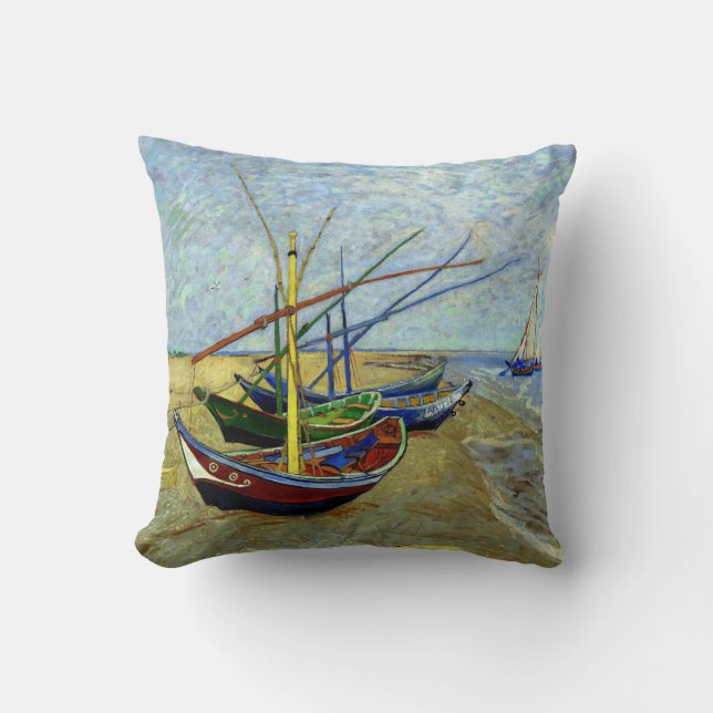 Fiskebåtar på Beach Vincent Van Gogh Cushion Kudde (Framsida)