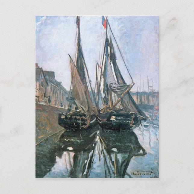 Fiskebåtar på Honfleur vid Claude Monet Vykort (Framsida)