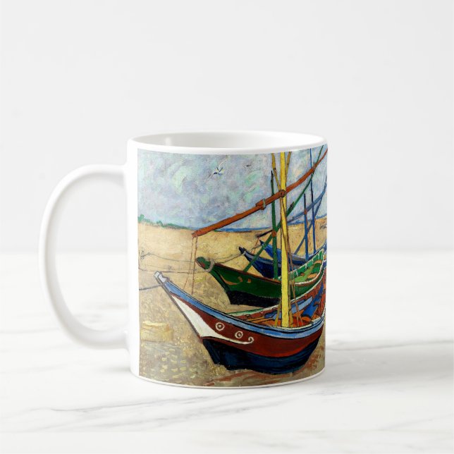 Fiskebåtar på Saintes-Maries Beach - Van Gogh Kaffemugg (Vänster)