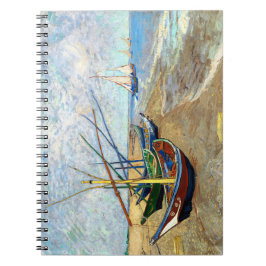 Fiskebåtar på Saintes-Maries Beach Van Gogh-konste Anteckningsbok
