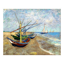 Fiskebåtar på Saintes-Maries Beach - Van Gogh