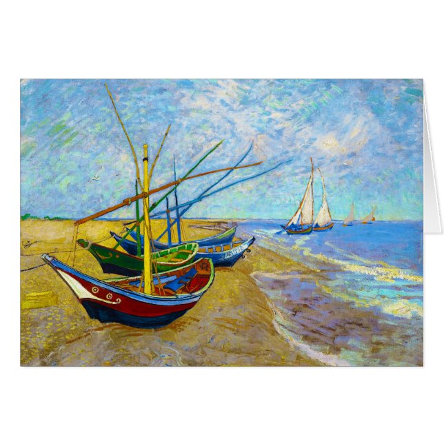 Fiskebåtar på stranden av Vincent Van Gogh OBS Kort (Framsidan Horizontal)