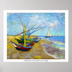 Fiskebåtar på stranden av Vincent Van Gogh Poster
