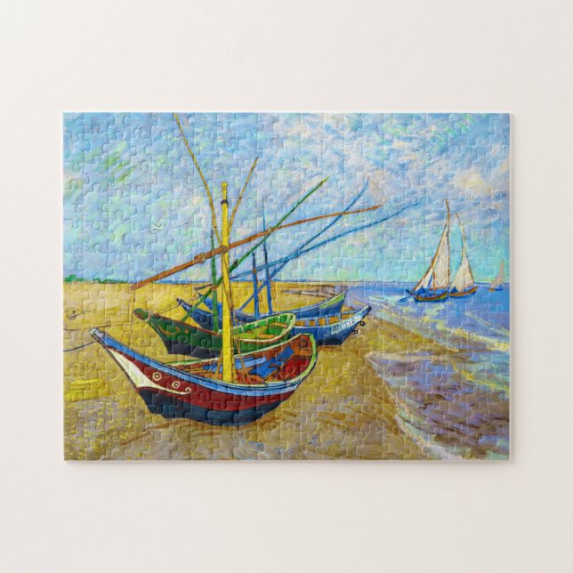 Fiskebåtar på stranden av Vincent Van Gogh Pussel (Horisontell)