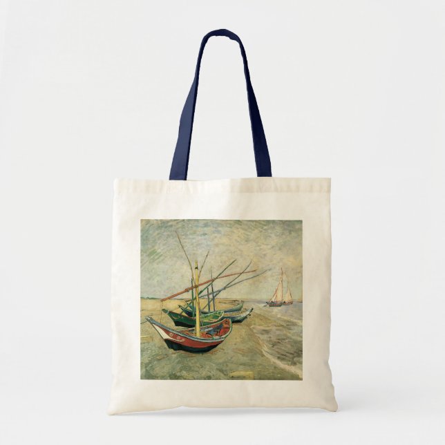 Fiskebåtar på stranden av Vincent van Gogh Tygkasse (Framsidan)