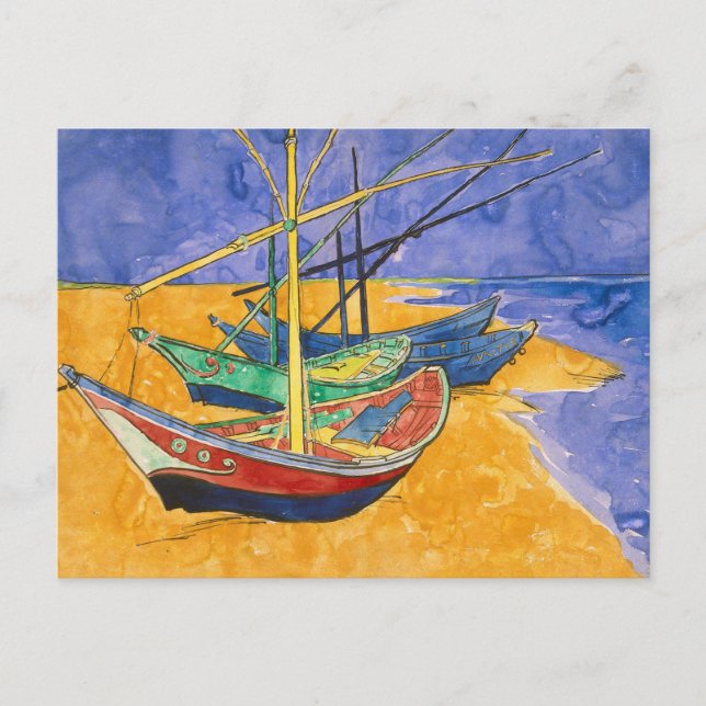 Fiskebåtar på stranden av Vincent Van Gogh   Vykort (Framsida)