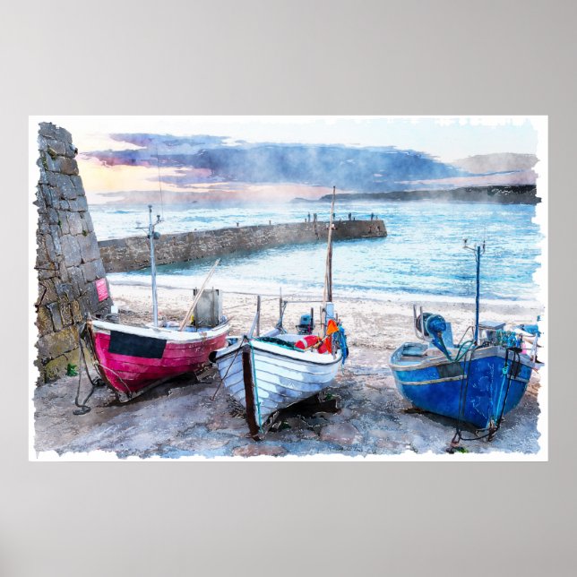 Fiskebåtar - Sennen Cove, Cornwall, Förenade kunga Poster (Framsidan)