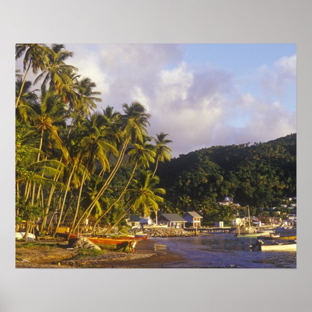 Fiskebåtar, Soufriere, St Lucia, Karibien Poster (Framsidan)