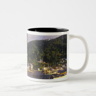 Fiskebåtar, Soufriere, St Lucia, Karibien Två-Tonad Mugg
