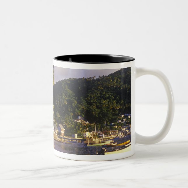 Fiskebåtar, Soufriere, St Lucia, Karibien Två-Tonad Mugg (Höger)