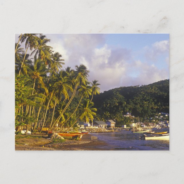 Fiskebåtar, Soufriere, St Lucia, Karibien Vykort (Framsida)