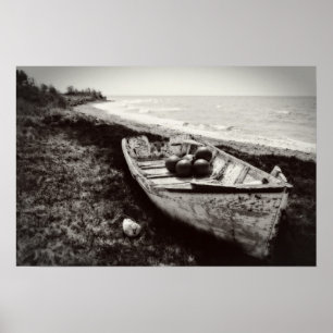 Fiskebåtar, svarta och vita poster