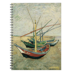 Fiskebåtar vid stranden av Vincent van Gogh Anteckningsbok Med Spiral