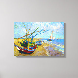 Fiskebåtar vid stranden av Vincent Van Gogh Canvastryck