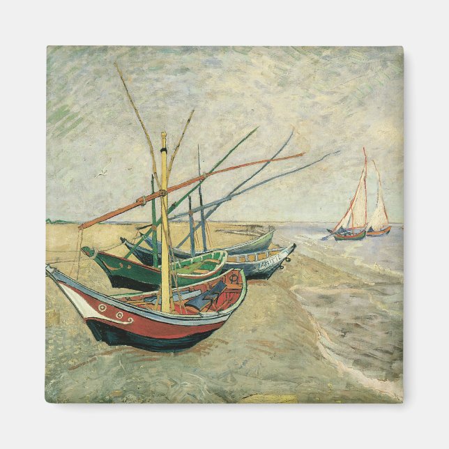 Fiskebåtar vid stranden av Vincent van Gogh Magnet (Framsidan)