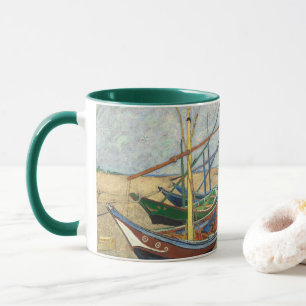 Fiskebåtar vid stranden av Vincent Van Gogh Mugg