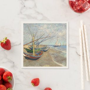 Fiskebåtar vid stranden av Vincent Van Gogh Pappersservett