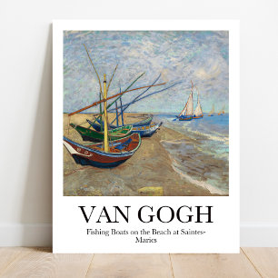 Fiskebåtar vid stranden av Vincent van Gogh Poster