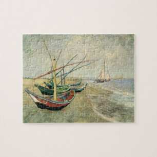 Fiskebåtar vid stranden av Vincent van Gogh Pussel