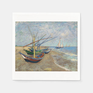 Fiskebåtar vid stranden vid Saintes Maries 1888 Pappersservett