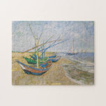 Fiskebåtar | Vincent Van Gogh Pussel<br><div class="desc">Fiskebåtar vid stranden vid Saintes-Maries (1888) av den nederländske postimponerande konstnären Vincent Van Gogh. Originalteckningar är en olja på sjölandskapet på arbetsytan som målar upp flera fiskebåtar på havets strand.

Använda verktygen för att lägga till anpassningsbar eller anpassa bilden.</div>