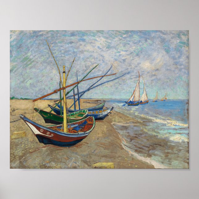 Fiskebåtar - Vincent Van Gough 1888 Poster (Framsidan)