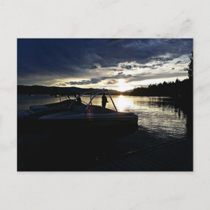 Fiskebåten Svan Sjö sunset Montana Vykort