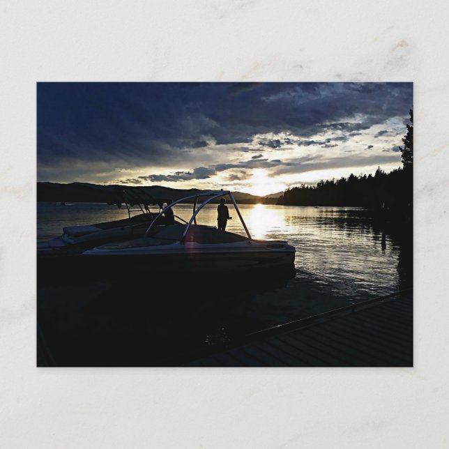 Fiskebåten Svan Sjö sunset Montana Vykort (Framsida)