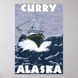 Fiskebåtplats - curry, Alaska Poster