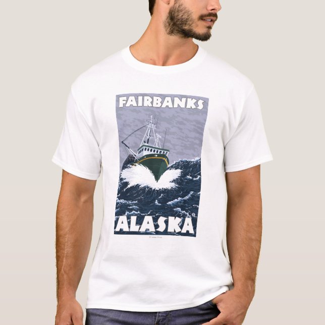Fiskebåtplats - Fairbanks, Alaska Tee Shirt (Framsida)