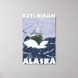 Fiskebåtplats - Ketchikan, Alaska Canvastryck