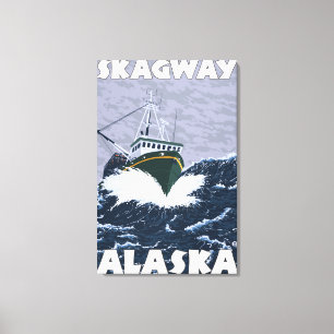 Fiskebåtplats - Skagway, Alaska Canvastryck