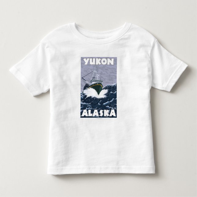Fiskebåtplats - Yukon, Alaska Tee Shirt (Framsida)