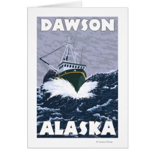 Fiskebåtsscen - Dawson, Alaska Hälsningskort