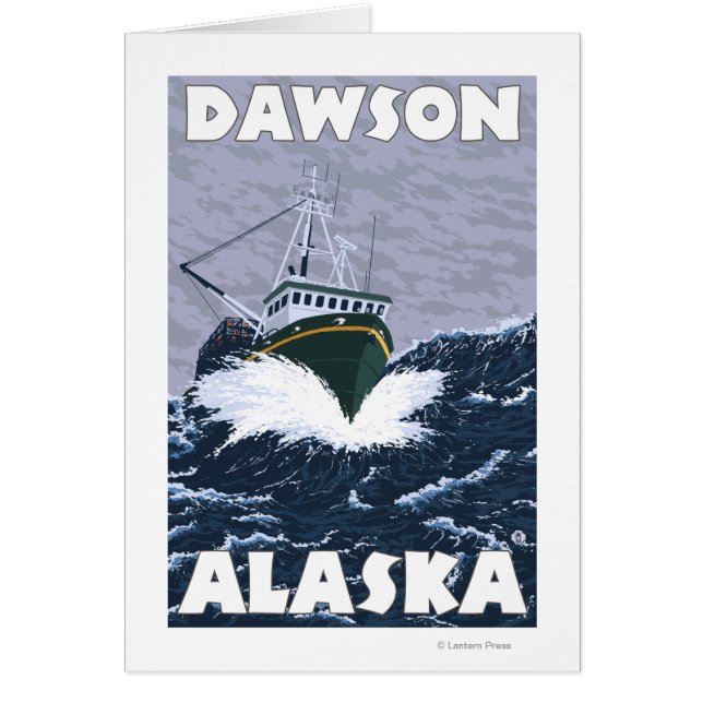 Fiskebåtsscen - Dawson, Alaska Hälsningskort (Framsidan)