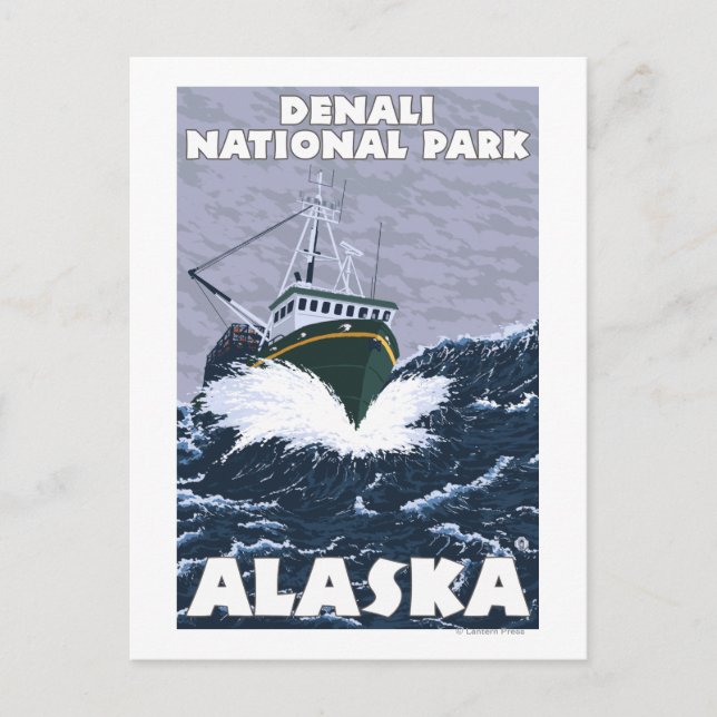Fiskebåtsscen - Denali Nat'l Park, Alaska Vykort (Framsida)