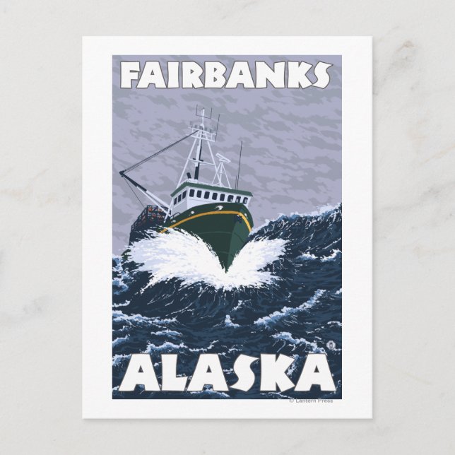 Fiskebåtsscen - Fairbanks, Alaska Vykort (Framsida)