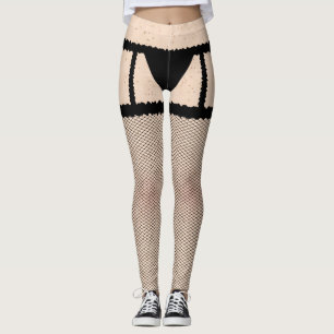 Fiskebestånd och upphängare av svart bensin leggings