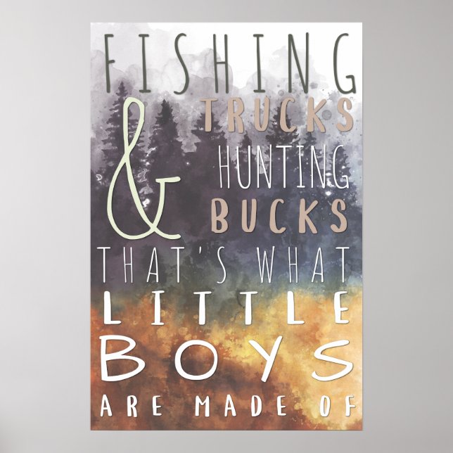 Fiskebilar Jakt på hjortar Baby pojke sovrum Poster (Framsidan)