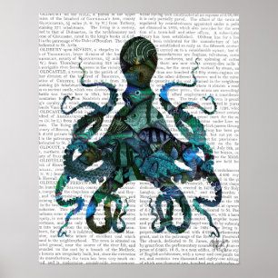 Fiskeblåfenad bläckfisk poster