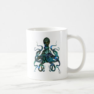 Fiskeblått bläckfisk kaffemugg