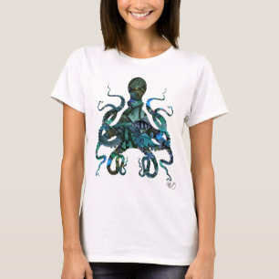 Fiskeblått bläckfisk tee