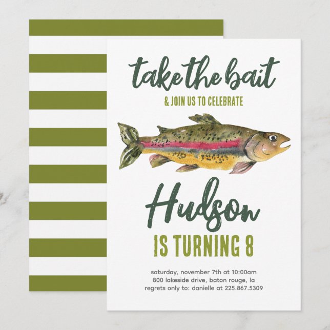 Fiskeburdsdag inbjudan - ta betet (Fram/baksida)